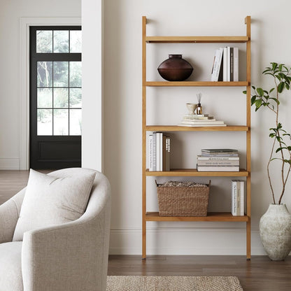 Nathan James Beacon Bohemian 5 Tier Bookshelf, Wall Mounted Bookcase