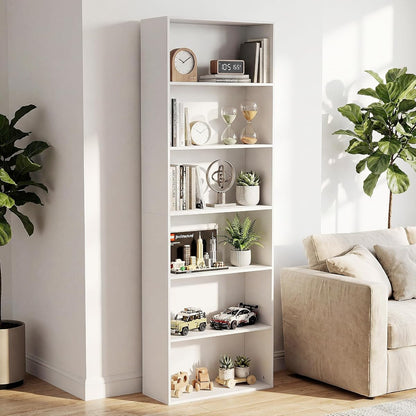 71" Tall 6-Tier Bookshelf, Large Open Display Bookcase with Ample Storage