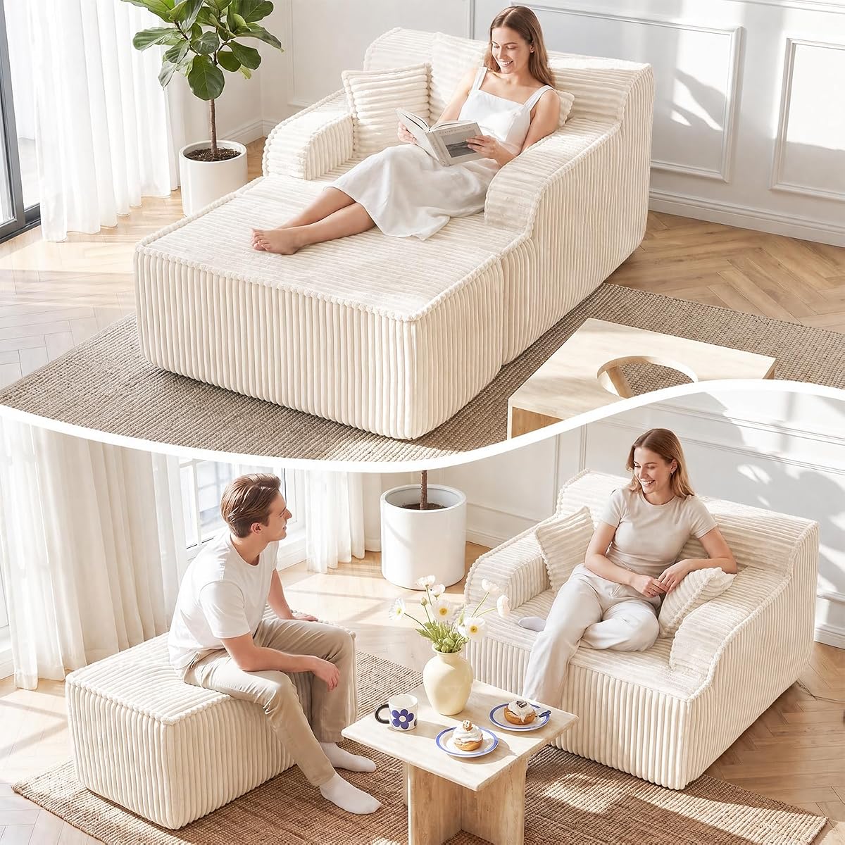 Chaise Lounge Chair Indoor, Oversized Boneless Chair Reading Chair