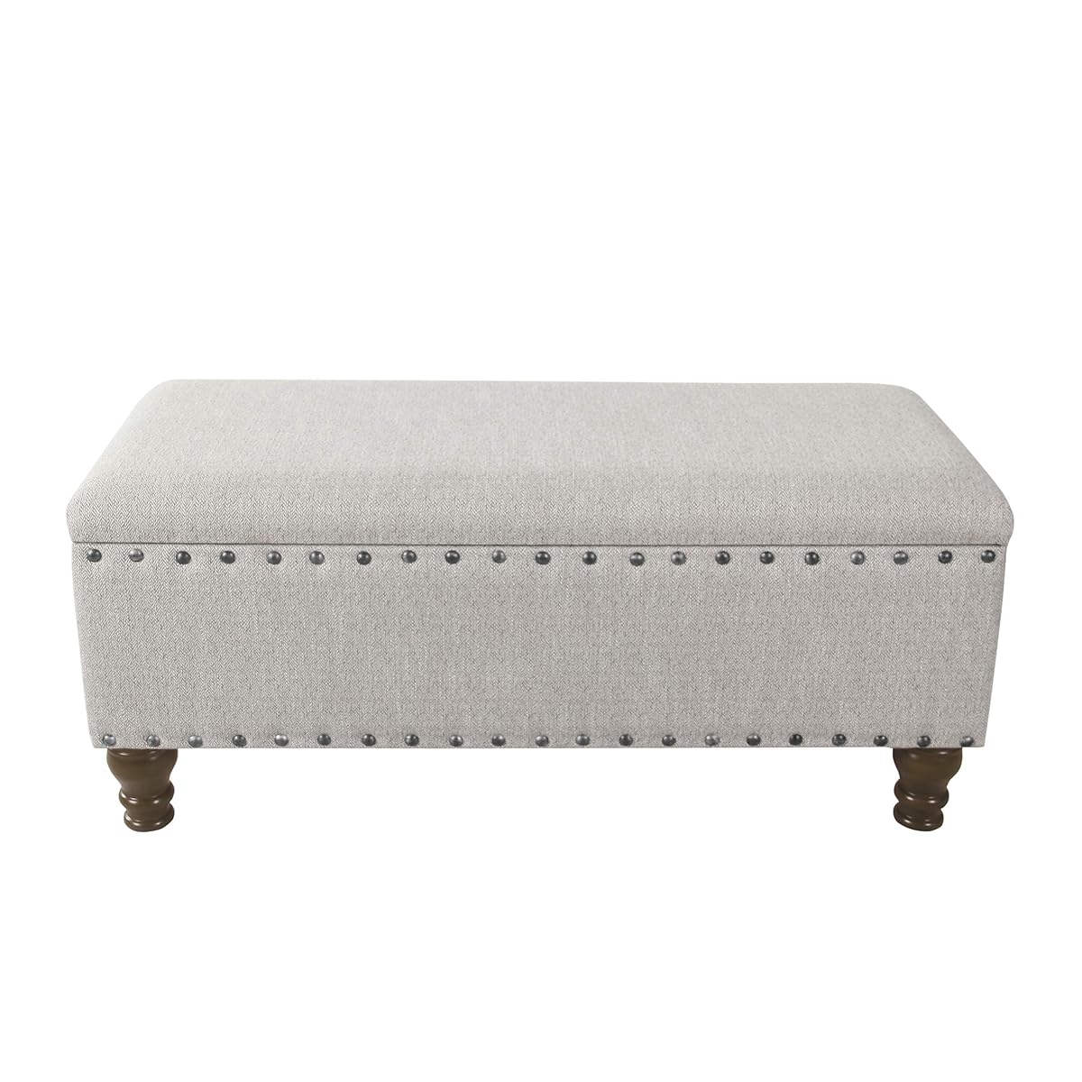 Home Decor | Upholstered Bench with Nailhead Trim | Large Ottoman with Storage for Living Room & Bedroom | Decorative Home Furniture, Gray Woven