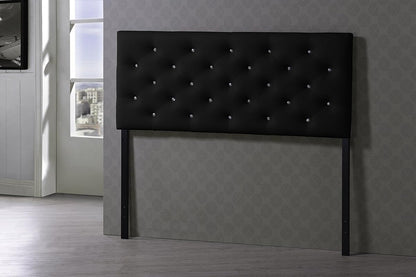 Viviana Modern and Contemporary Black Faux Leather Upholstered Button-Tufted Full Size Headboard