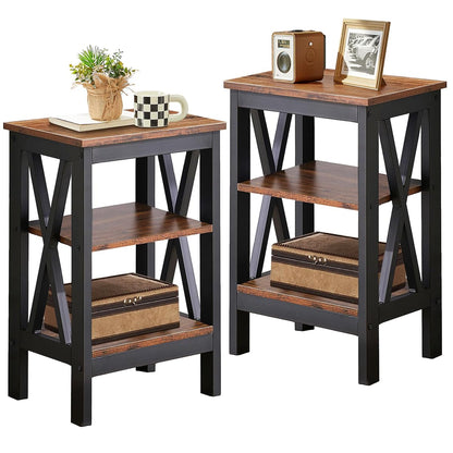 Modern Nightstands X-Design Side End Table Night Stand with Storage Shelf for Bedroom,Living Room