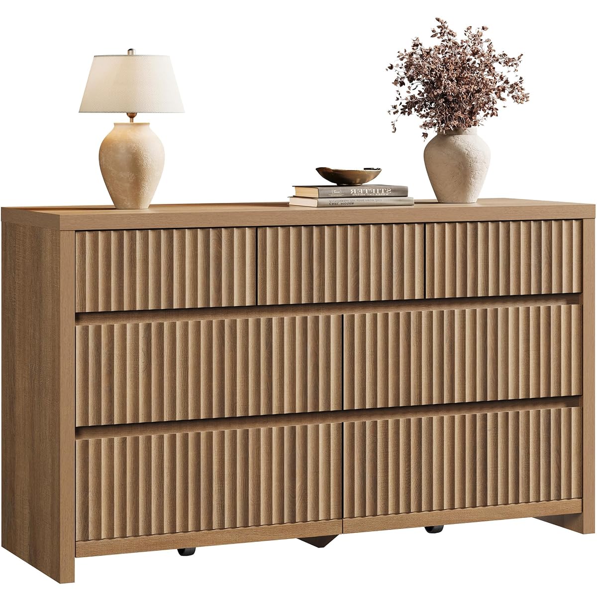 Fluted Dresser for Bedroom with 7 Drawers 55.2" Extra-Wide Dressers