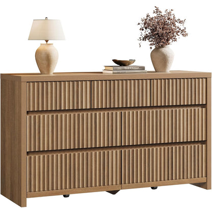 Fluted Dresser for Bedroom with 7 Drawers 55.2" Extra-Wide Dressers