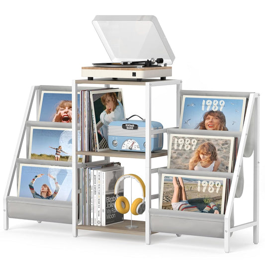 Record Player Stand with Vinyl Storage
