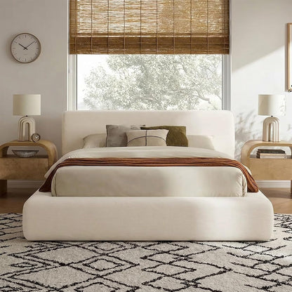 Queen Cloud Bed Frame, Upholstered Platform Bed Frame with Headboard
