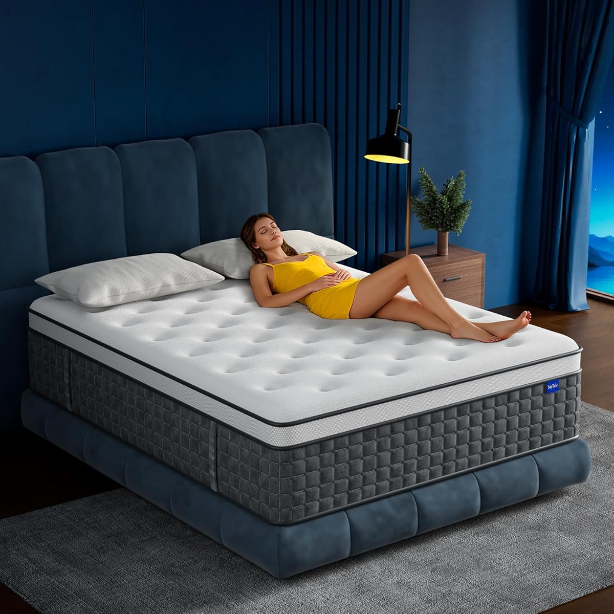 Queen Mattress, 12" Medium Firm Hybrid Mattresses, Mattress Queen Size in a Box with Individual Pocket Springs for Motion Isolation &Pressure Relief,CertiPUR-US &OEKO-TEX Certified,365 Nights Trial