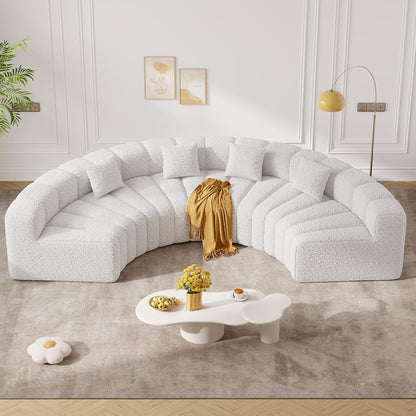 128" Oversized Curved Cloud Couch, Modern Compressed Modular Sectional Sofa, 4 Seater Boneless Couches for Living Room, No Assembly Required, White 1 PCS