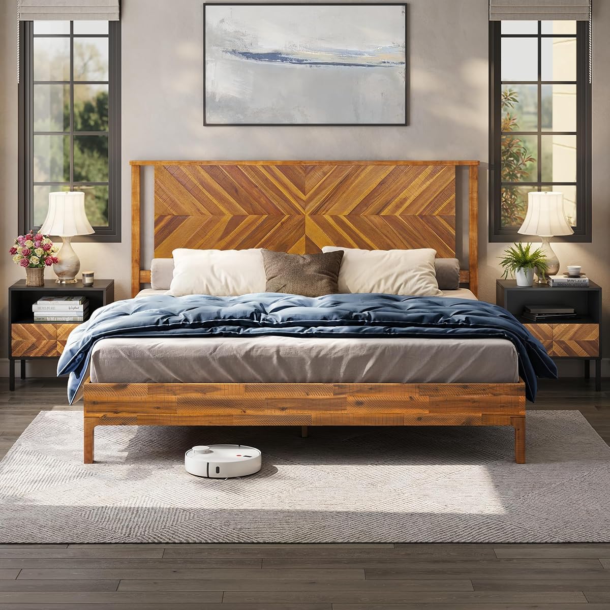 Vivian 14 Inch Deluxe Bed Frame with Headboard