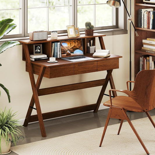 Mid Century Modern Desk with 3 Drawers