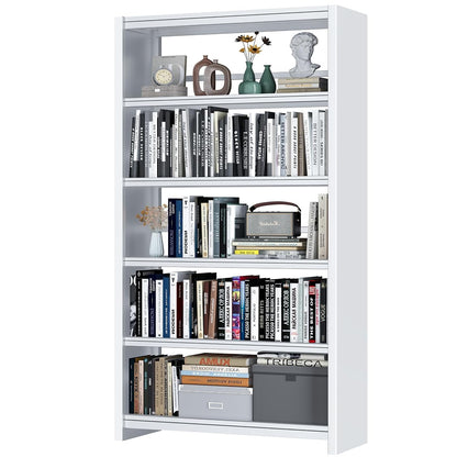Bookshelf, 69" Tall White Bookshelf with 5 Storage Shelves, Large Metal Bookshelves, 5 Tier Sturdy Bookcase for Living Room, Library, Office, Bedroom, Including Book Stopper,Simple Assembly