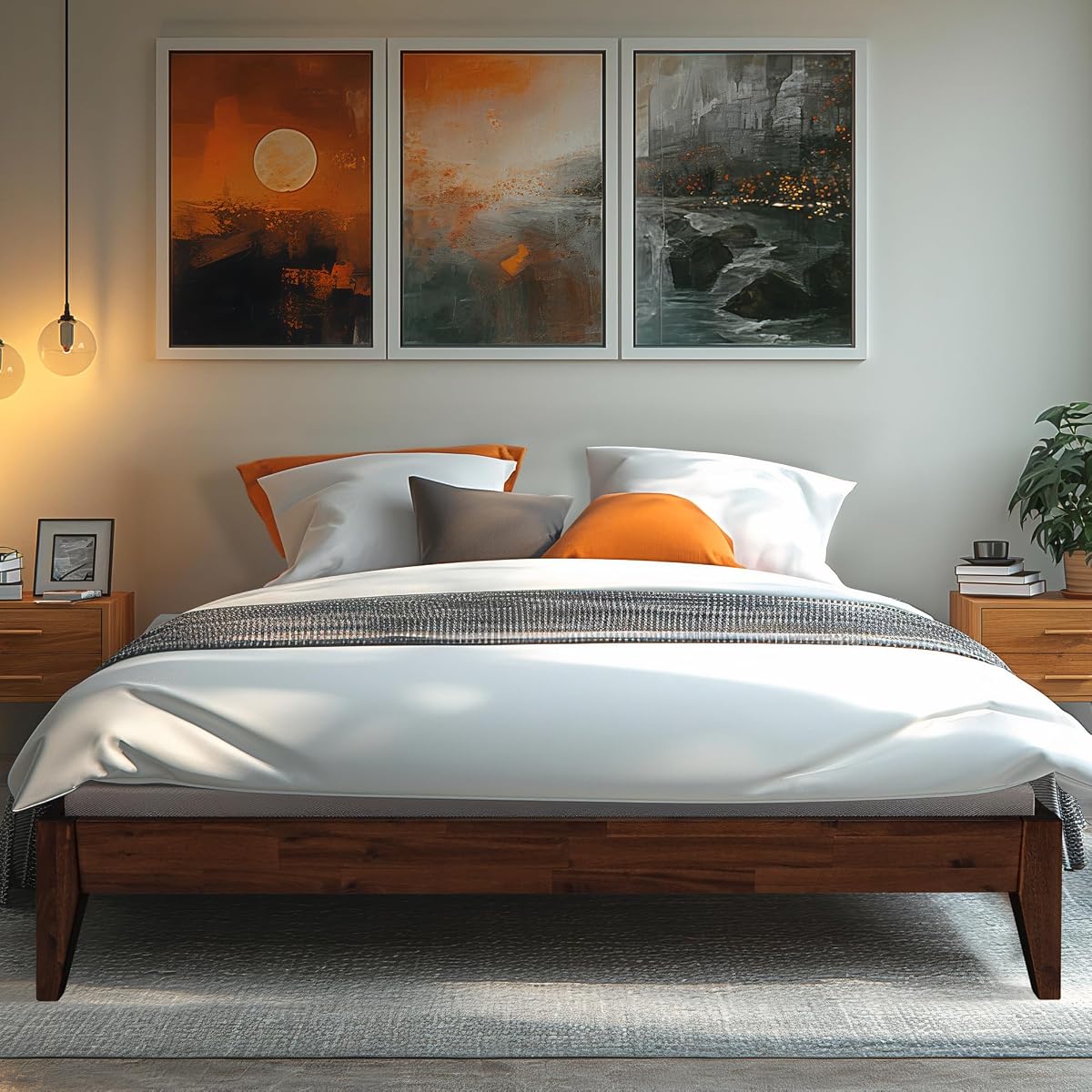 Acacia Mervyn Solid Wood Bed Frame Without Headboard, King Size, Chocolate