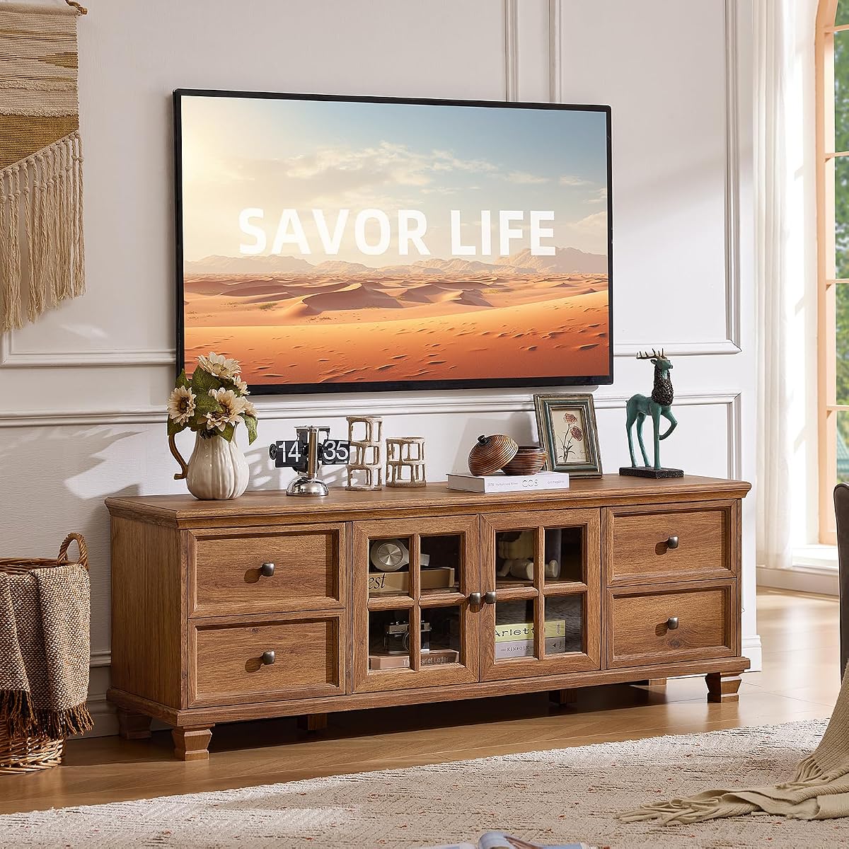 Farmhouse TV Stands for Living Room, Brown