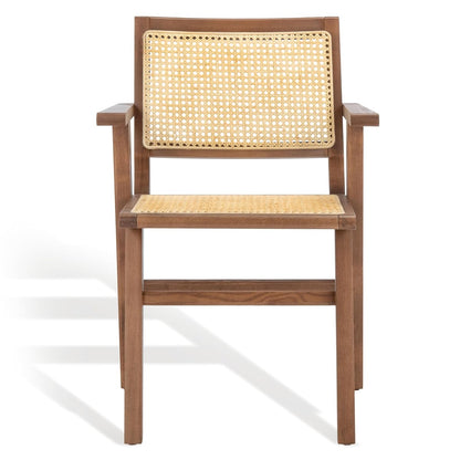 SAFAVIEH Couture Home Collection Hattie Walnut/Natural French Cane Living Room Dining Arm Chair (Set of 2) SFV4115D-SET2