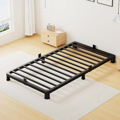 4 Inch Twin Bed Frame Low Profile with Rounded Legs, Easy Assembly