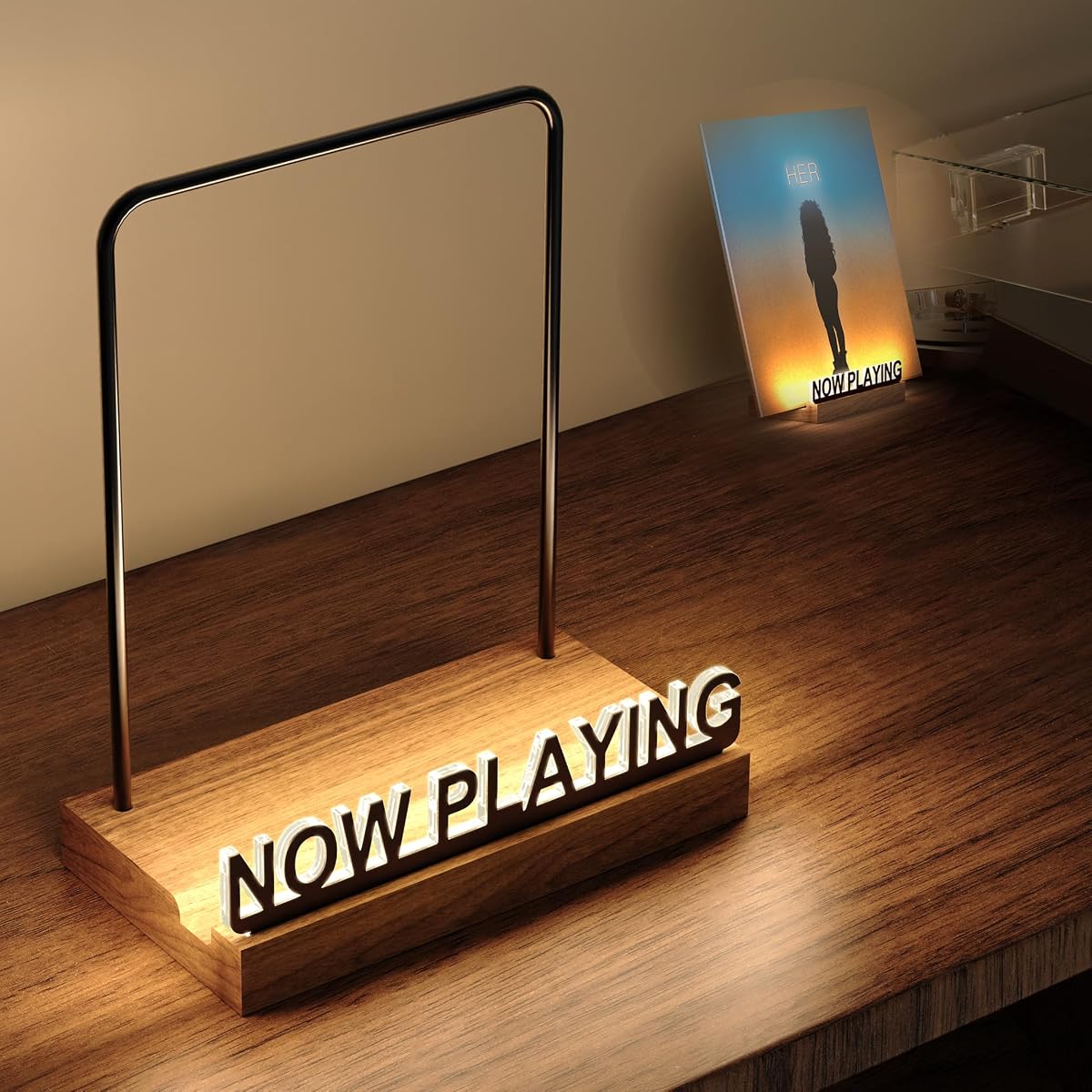 Now Playing Vinyl Record Stand, Light Up Vinyl Record Display Stand