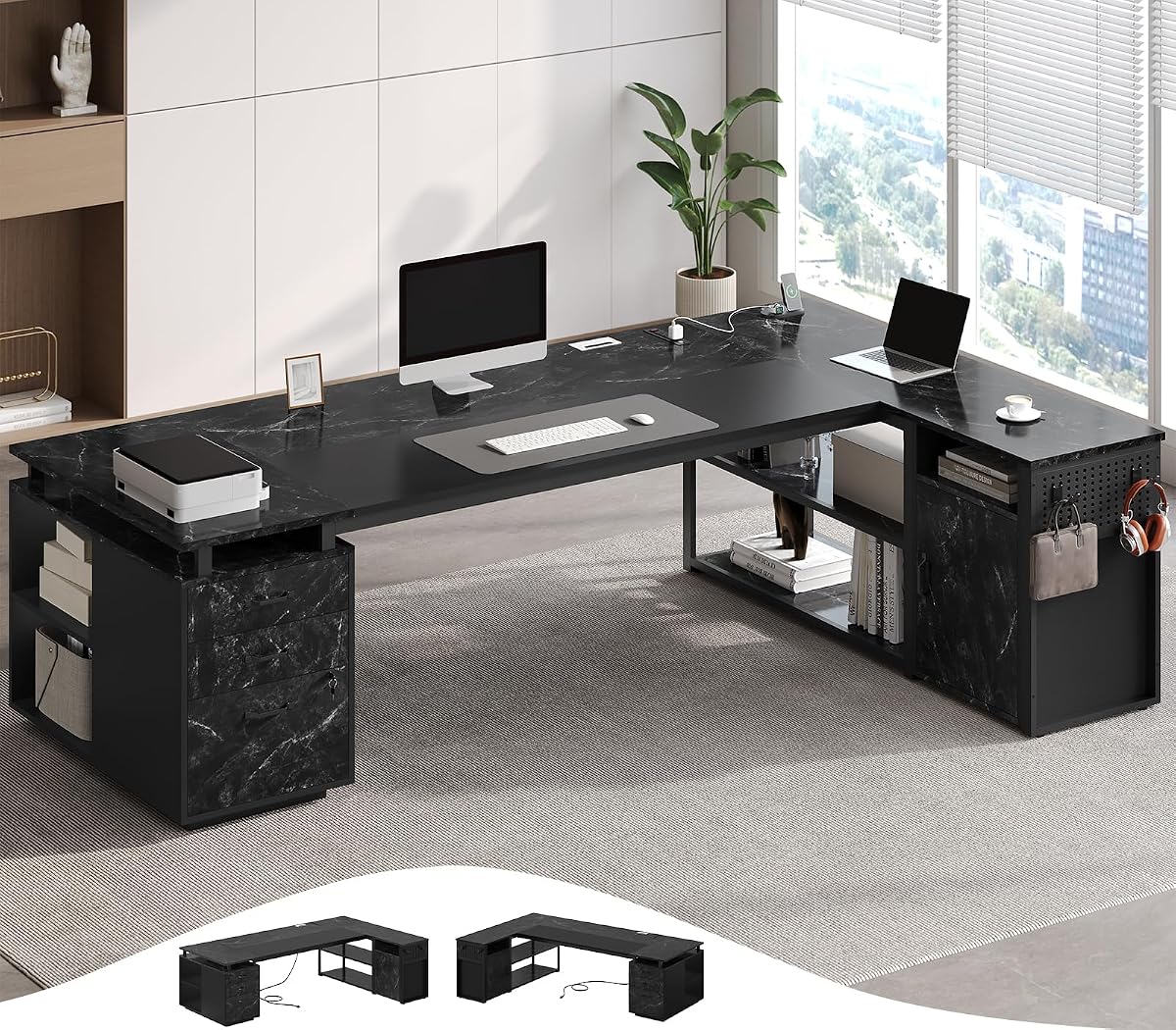 78" Executive Desk with Lockable File Cabinet
