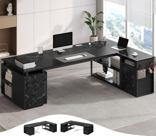 78" Executive Desk with Lockable File Cabinet