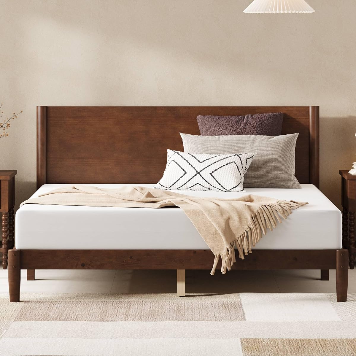 Solid Walnut Queen Bed Frame Mid-Century Design