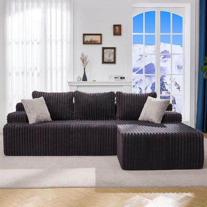 Boneless Couch Modular Sectional Sofa L-Shape Cloud Couch Lounge | 96" Right Facing Chaise Darkgrey,Memory Foam,Removable Cover,Non-slip Bottom,No Assemble Required,Furniture for Small Home