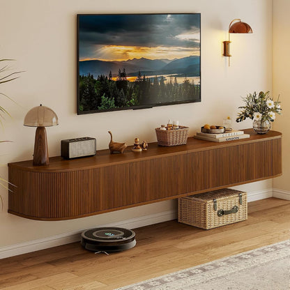 71" Floating TV Stand Wall Mounted Console, Mid Century TV Cabinet