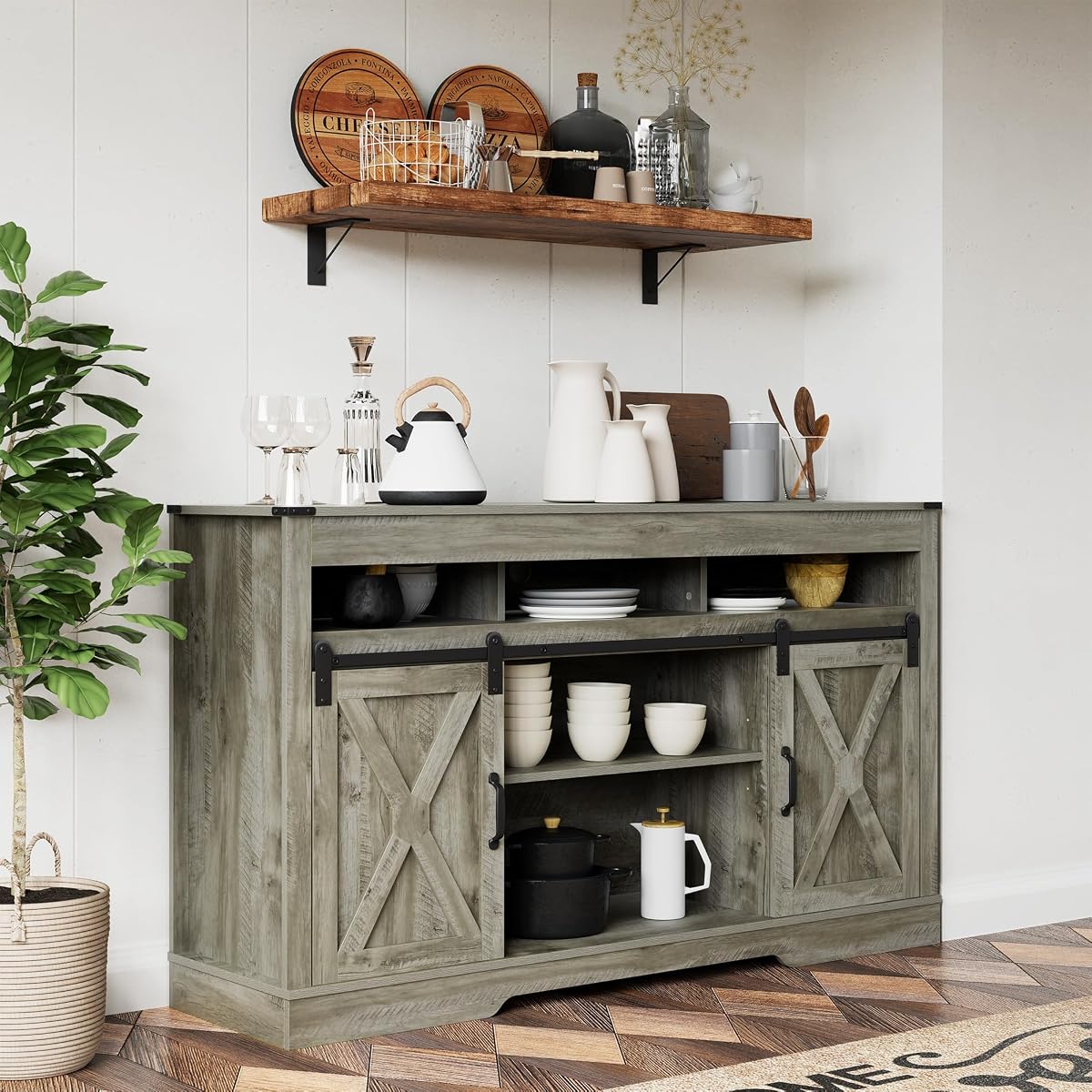 Farmhouse TV Stand for 65+ Inch TV