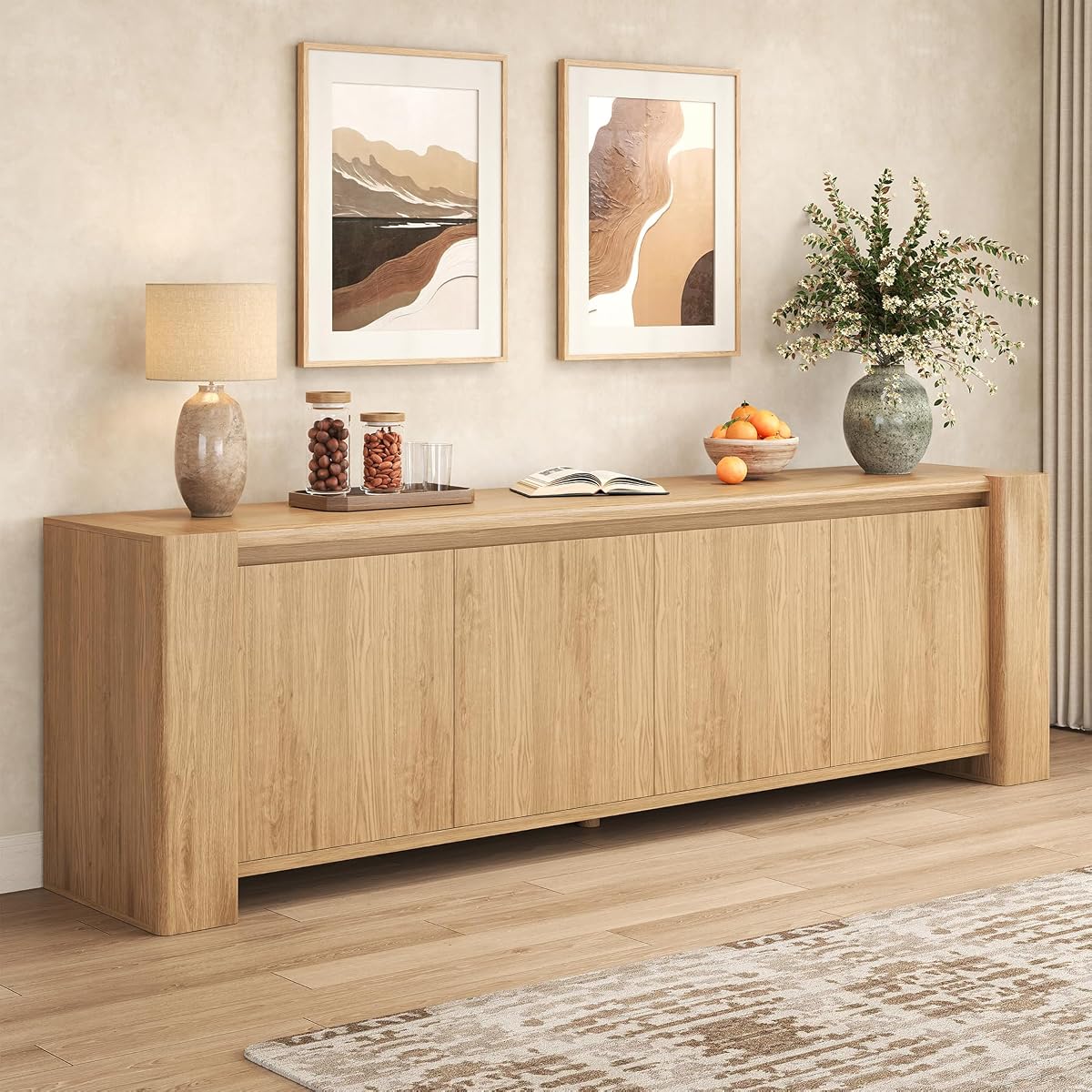 82" Sideboard Buffet Cabinet, Storage Cabinet with 4 Doors