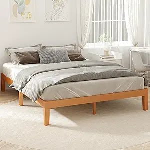 Solid Wood Pine Platform Bed Frame with Storage, view 2