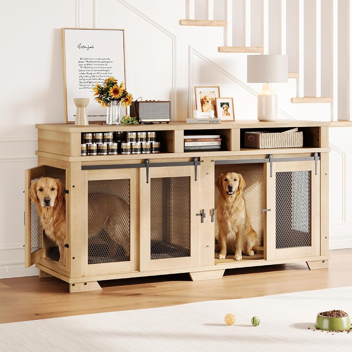 71'' Dog Crate Furniture for 2 Dogs