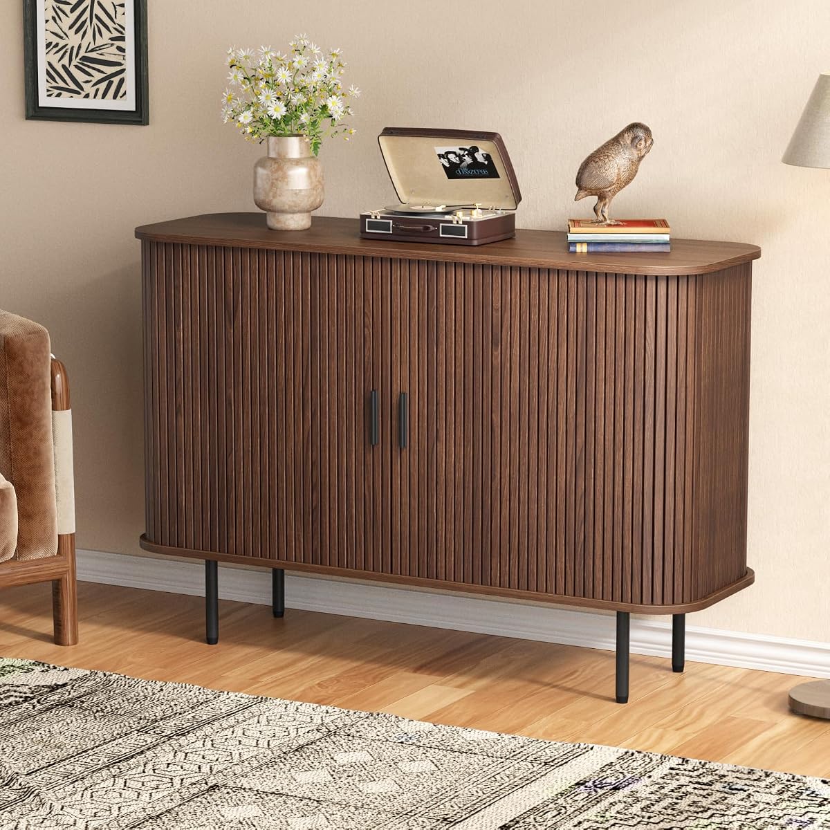 47''W x 32''H Walnut Storage Cabinet