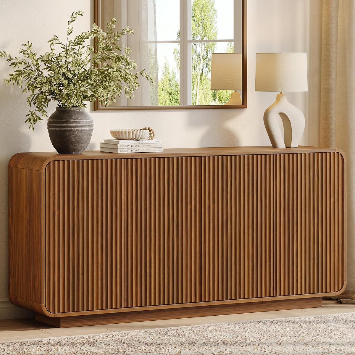 64" Fluted Sideboard Buffet Cabinet with Storage