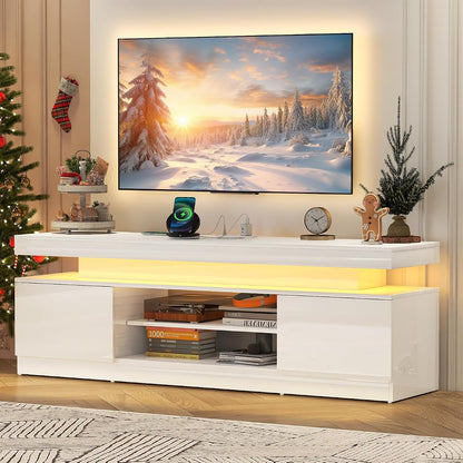 63" High Gloss TV Stand, Entertainment Center, Media Console