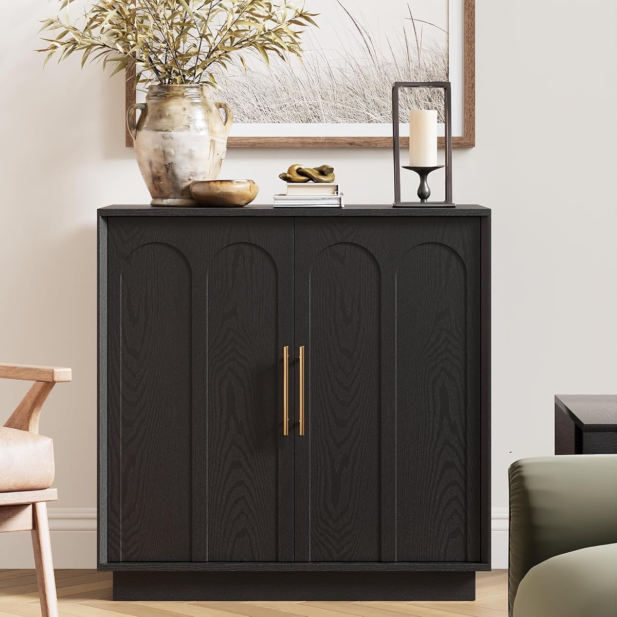 31.5" Modern Sideboard Buffet Cabinet with Storage, Black