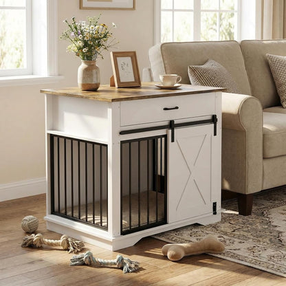 38" Farmhouse Dog Crate Furniture