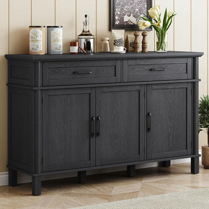 55 Inch Buffet Cabinet with Storage, Black