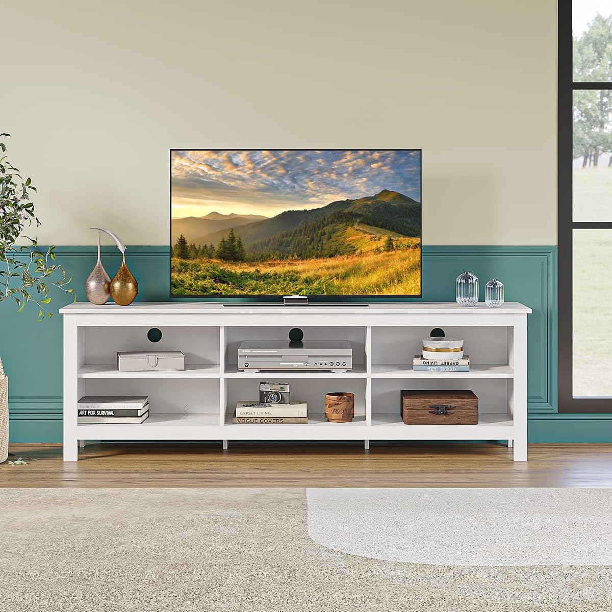 TV Stand with 6 Cubby for 75 inch TV