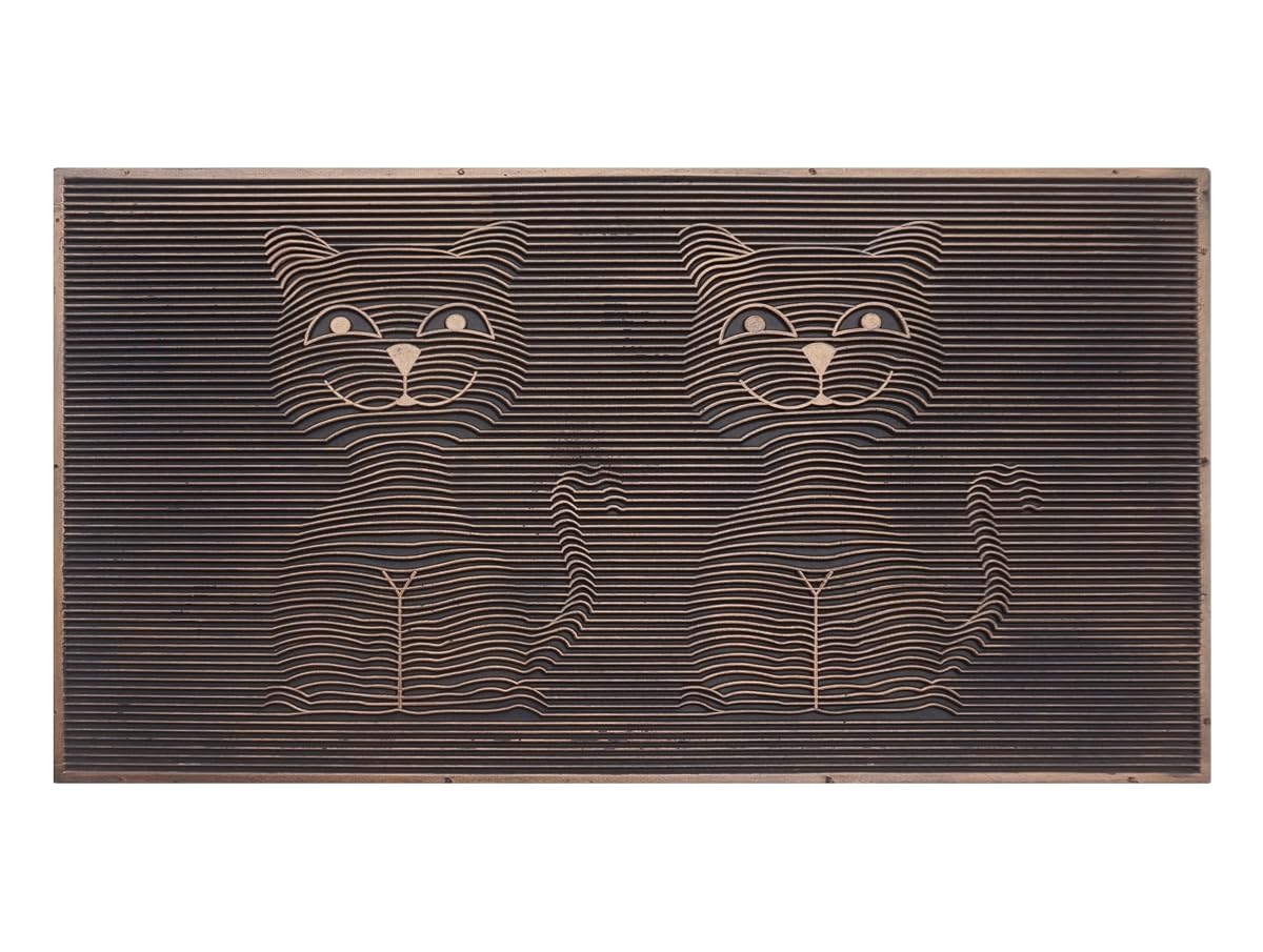 A1HC Rubber Welcome Doormat for Outdoor Indoor Entrance, Non-Slip Backing Front Door Mat for High Traffic Area Use, Fun Designed Entrymat, 18"x30" Sitting Cat