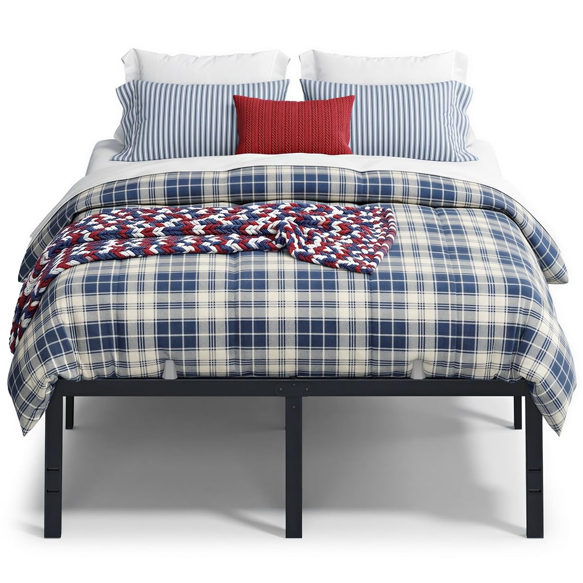 Full Metal Bed Frame, 18 Inches Tall, 1100 lb Weight Capacity