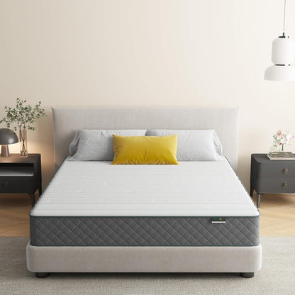 PurrJoys Firm Queen Mattress,10 Inch Hybrid Queen Size Mattress in a Box with Gel Memory Foam, Pocket Innerspring, Pressure Relief, Motion Isolation, Non-Fiberglass