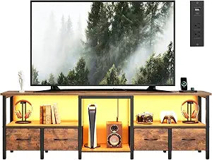 TV Stand for TVs up to 80 Inch, Media Console, 71'' Rustic Brown, view 2