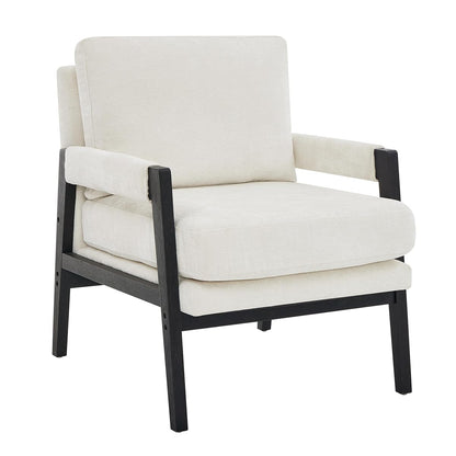 Kelly Mid-Century Modern Chenille Upholstered Accent Armchair, White