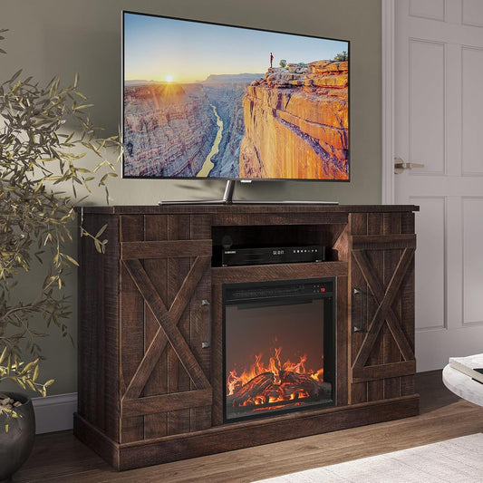 47" TV Stand with 18" Electric Fireplace Heater & Media Entertainment Center