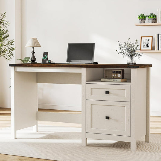 Farmhouse Executive Desk with Charging Station