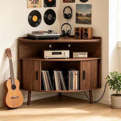 Corner Record Player Stand,Turntable Stand Table Stereo Cabinet