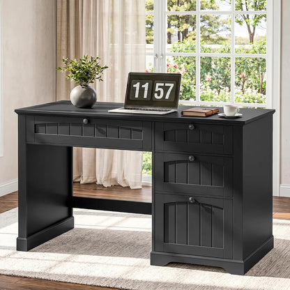 Farmhouse 47" Executive Desk with 4 Drawers, Black