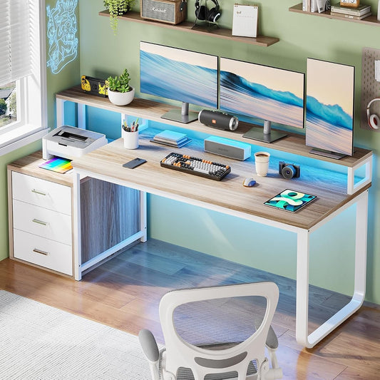 67" Computer Desk with 3 Drawers