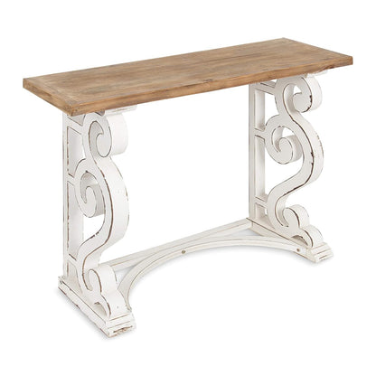 Wyldwood Country French Solid Wood Console Table - Rustic/White Legs - Natural Wood Top