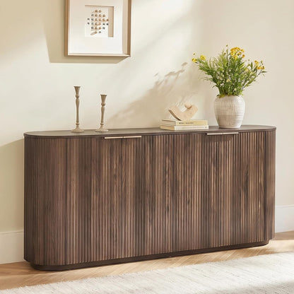 CHITA 70" Fluted Sideboard Cabinet, Buffet Cabinet with Storage, Walnut