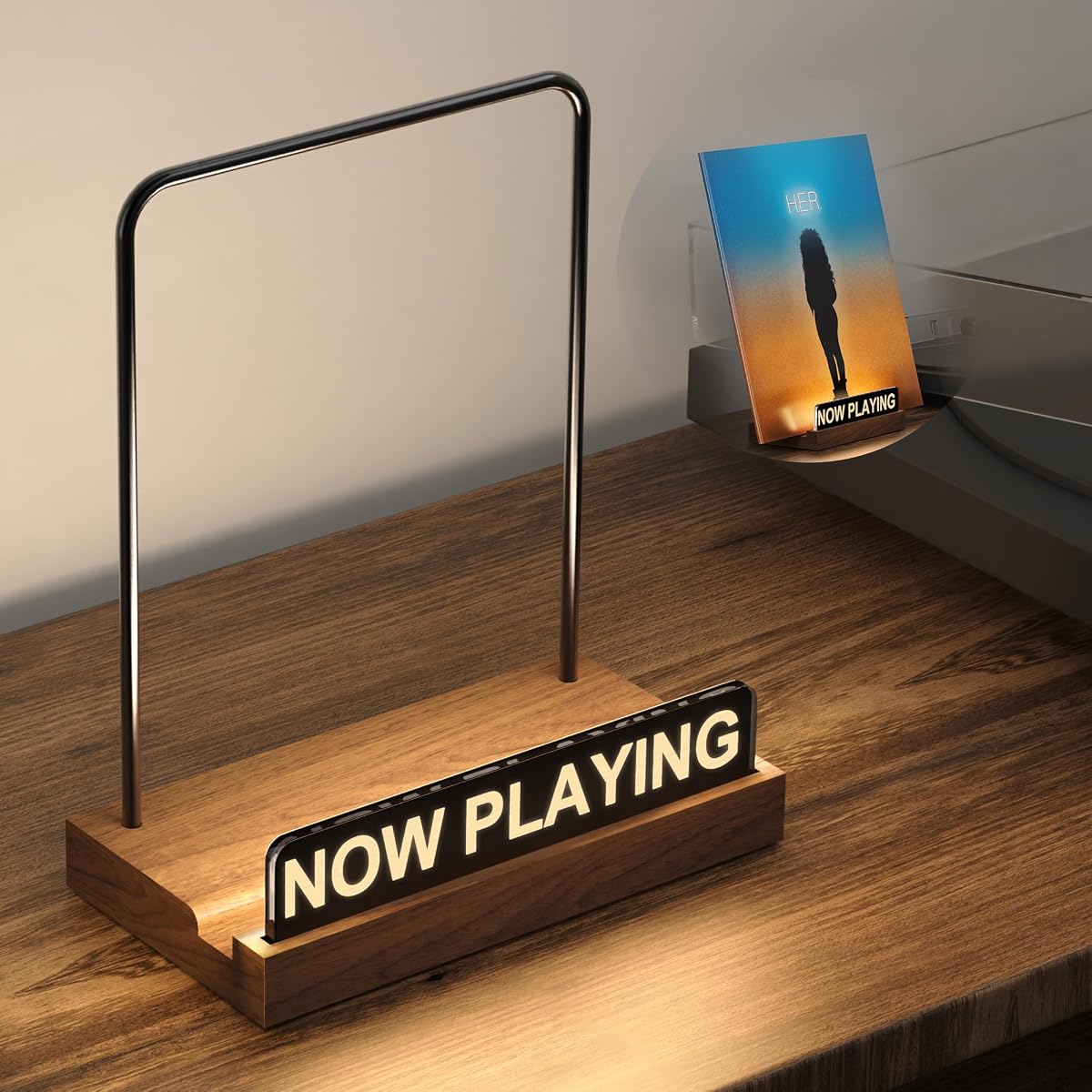 Now Playing Vinyl Record Stand, Light Up Album Display Holder