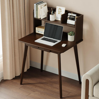 IOTXY Small Writing Desk with Hutch - 31.5" Work Computer Study Table
